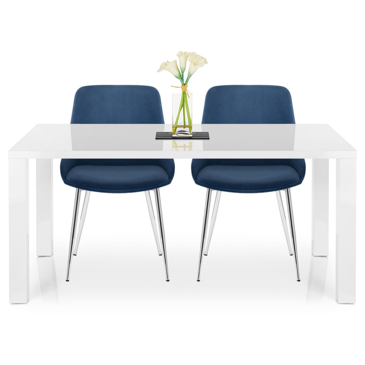 Silla Terciopelo Cromo - Aston Azul
