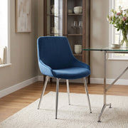 Silla Terciopelo Cromo - Aston Azul