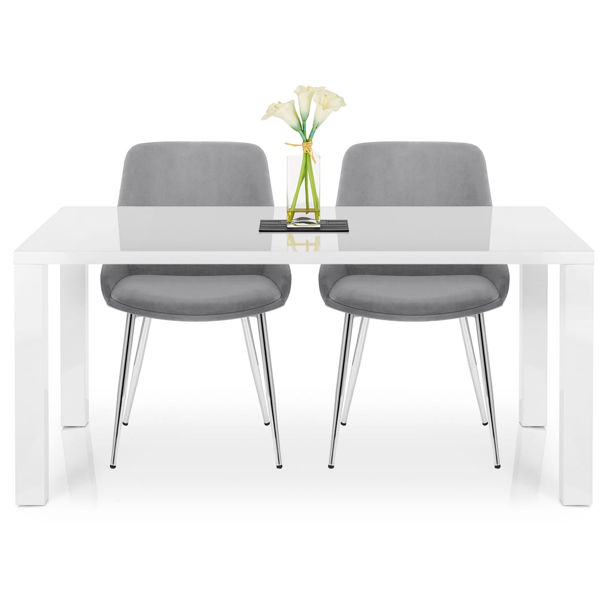 Silla Terciopelo Cromo - Aston Gris