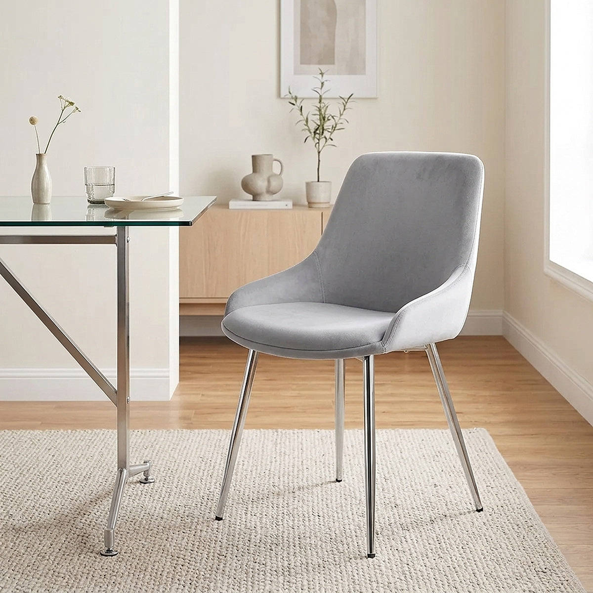Silla Terciopelo Cromo - Aston Gris