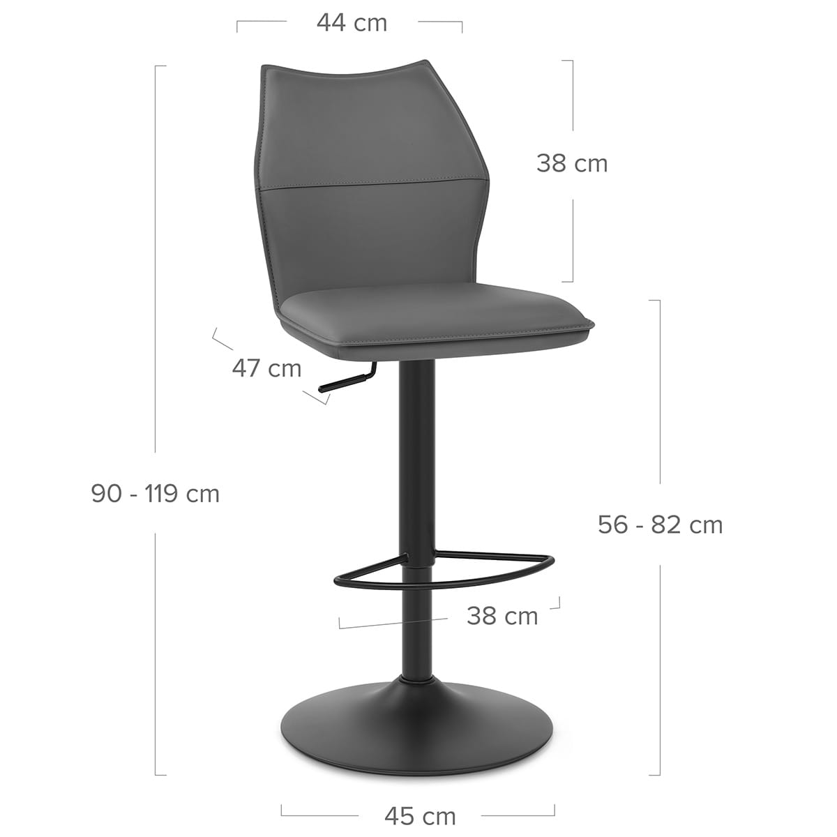 Taburete Cuero Sintético - Ava Gris