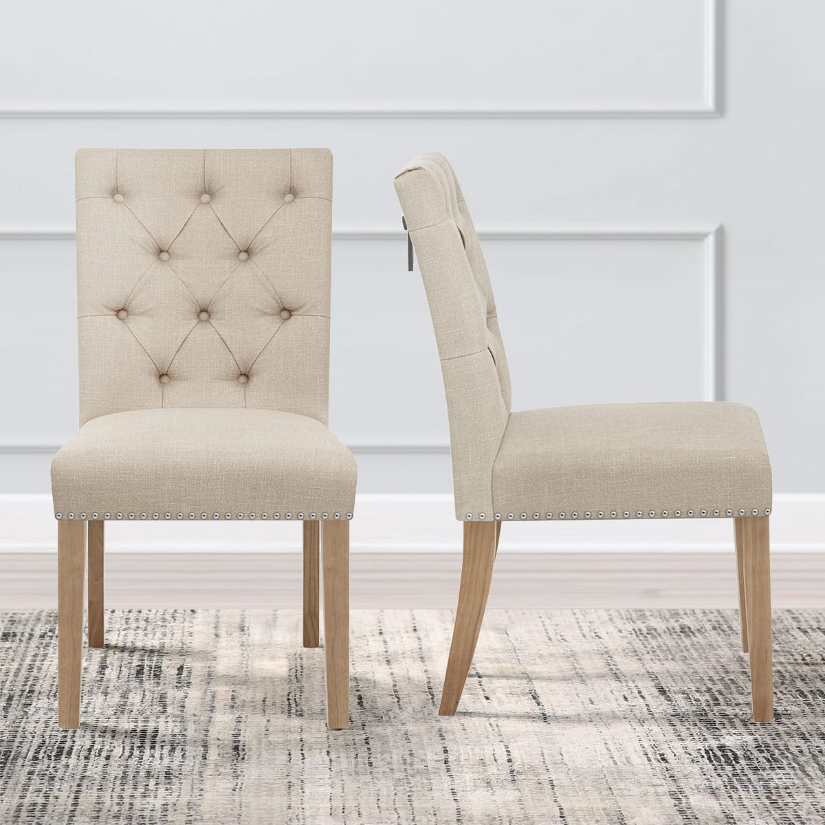 Silla Tela Roble - Barrington Crema