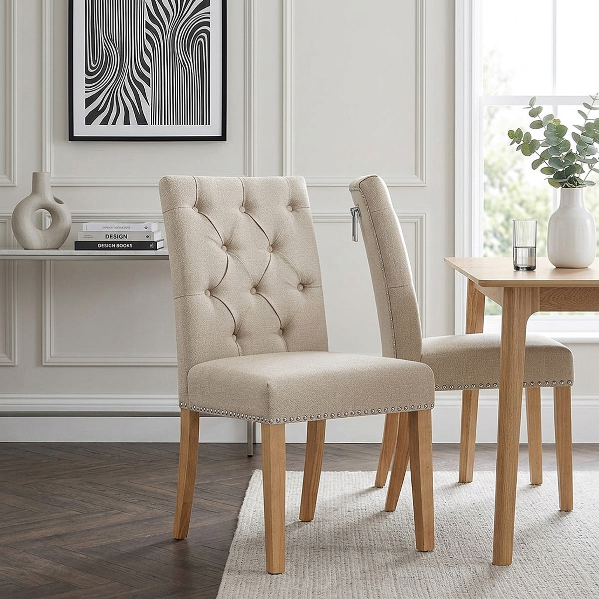 Silla Tela Roble - Barrington Crema