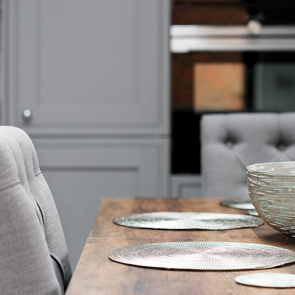 Silla Tela Roble - Barrington Gris