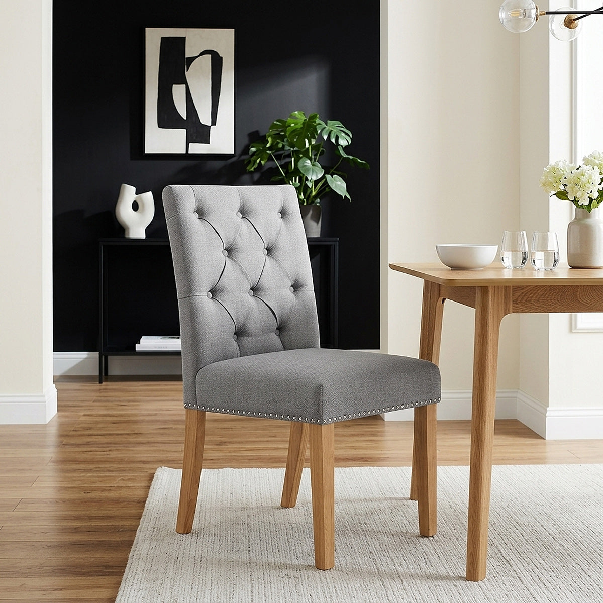 Silla Tela Roble - Barrington Gris