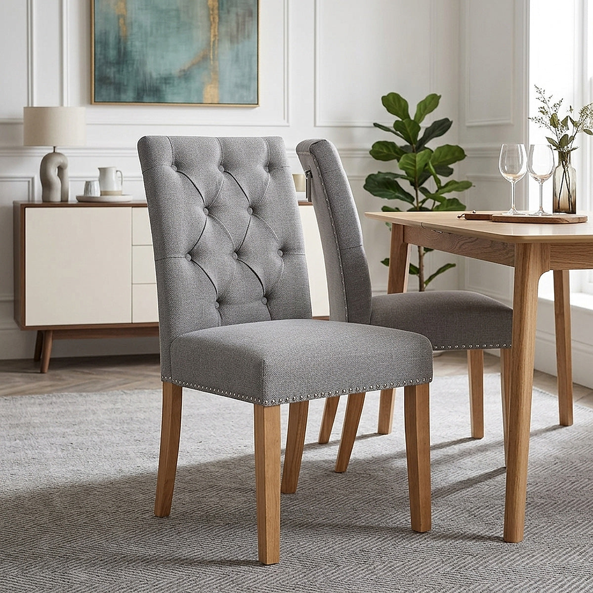Silla Tela Roble - Barrington Gris