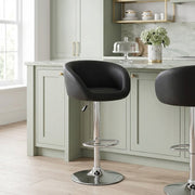 Taburete Polipiel Cromo - Eclipse Negro