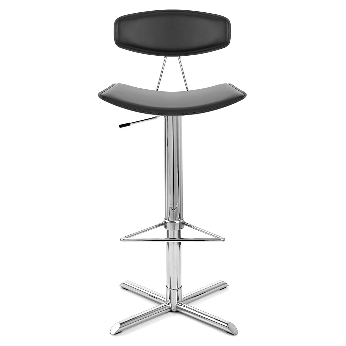Taburete Cuero Regenerado Cromo - Blade - Negro Negro