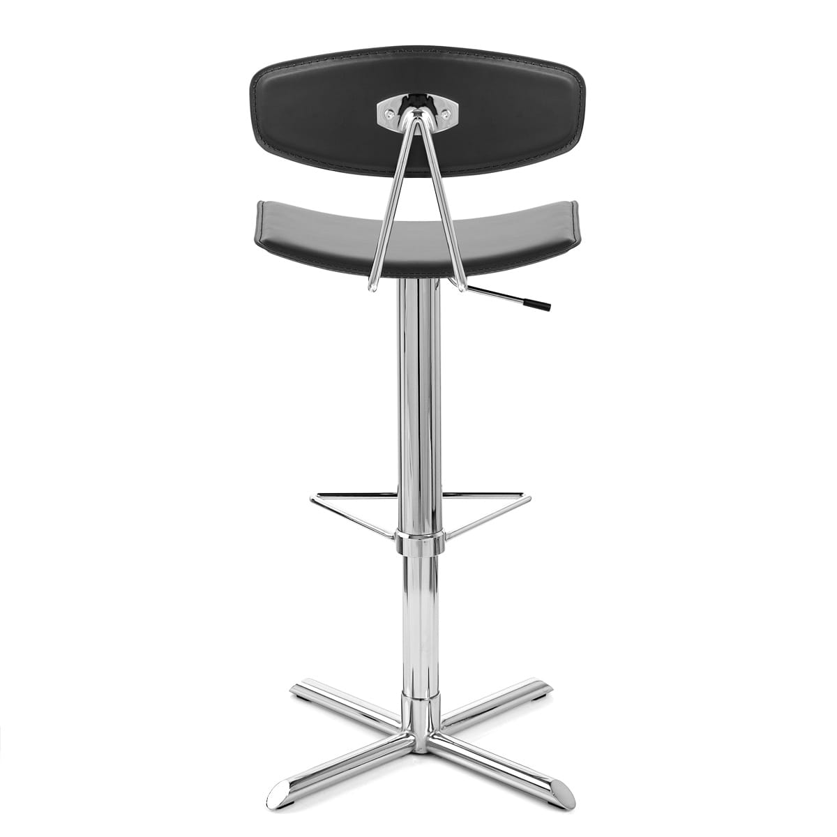 Taburete Cuero Regenerado Cromo - Blade - Negro Negro