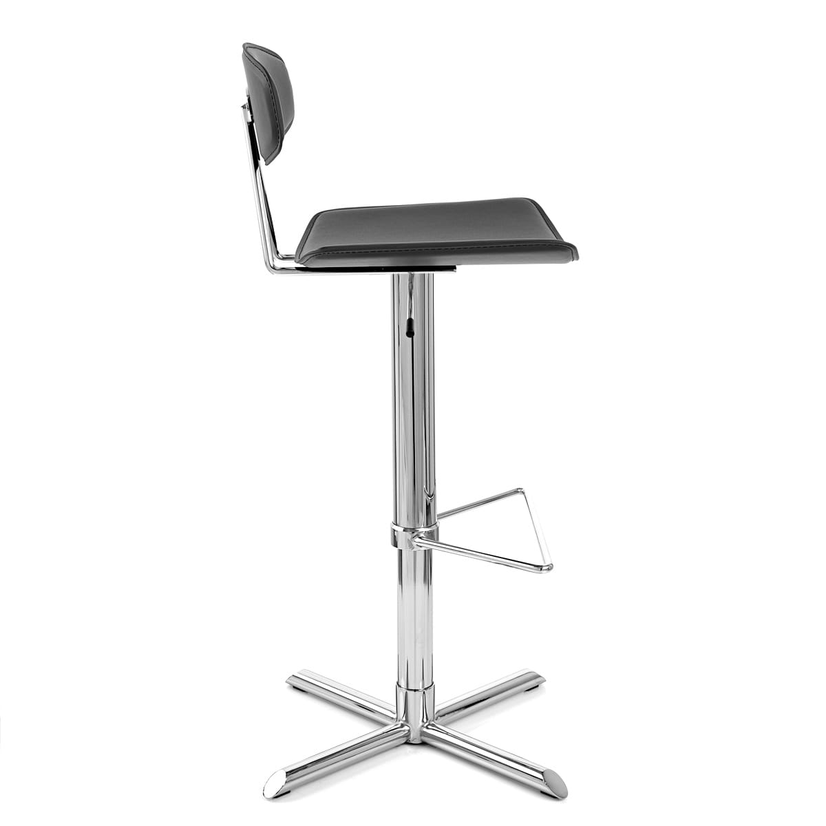 Taburete Cuero Regenerado Cromo - Blade - Negro Negro