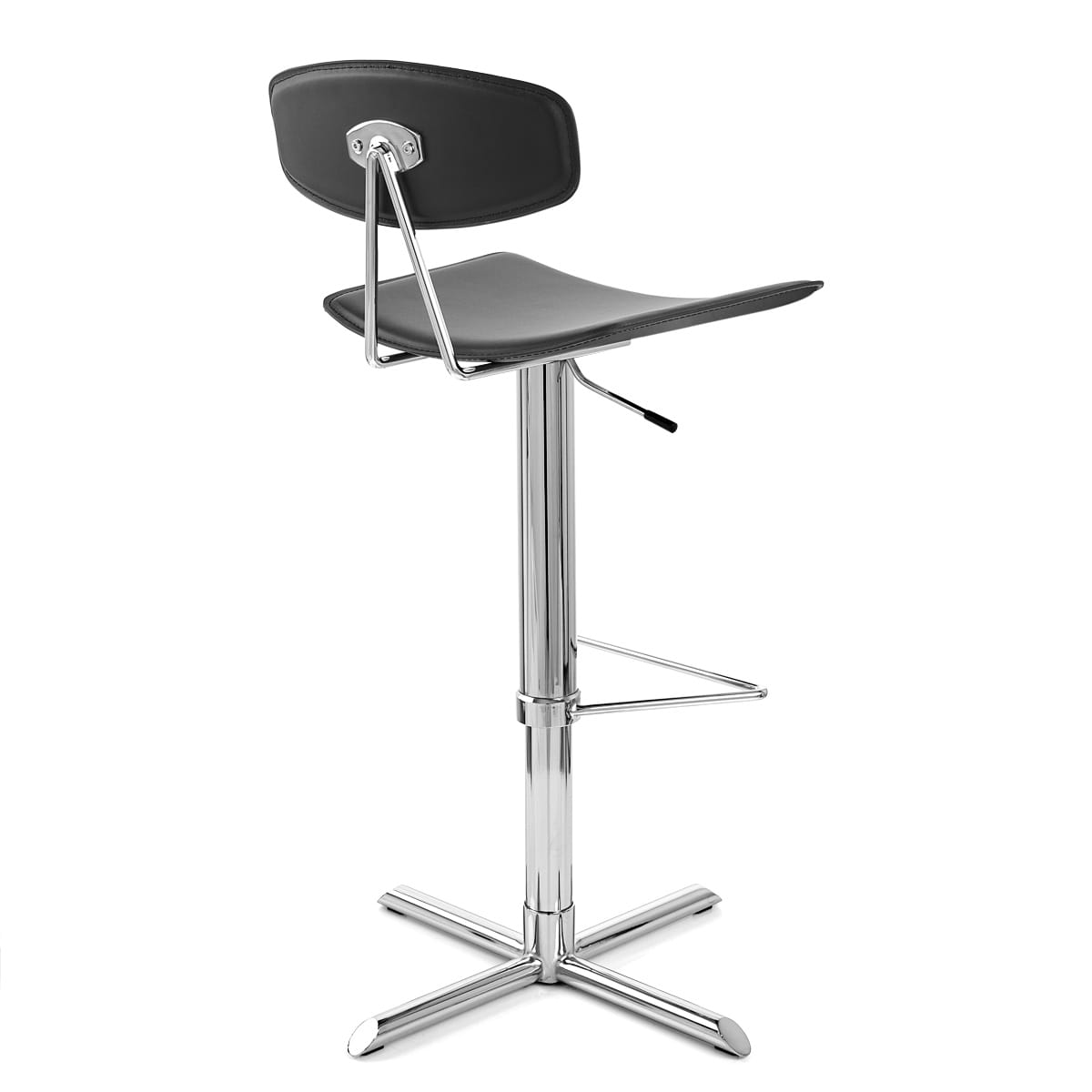 Taburete Cuero Regenerado Cromo - Blade - Negro Negro
