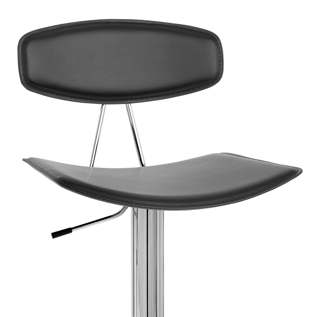 Taburete Cuero Regenerado Cromo - Blade - Negro Negro