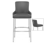 Taburete Polipiel Cromo - Bliss Gris