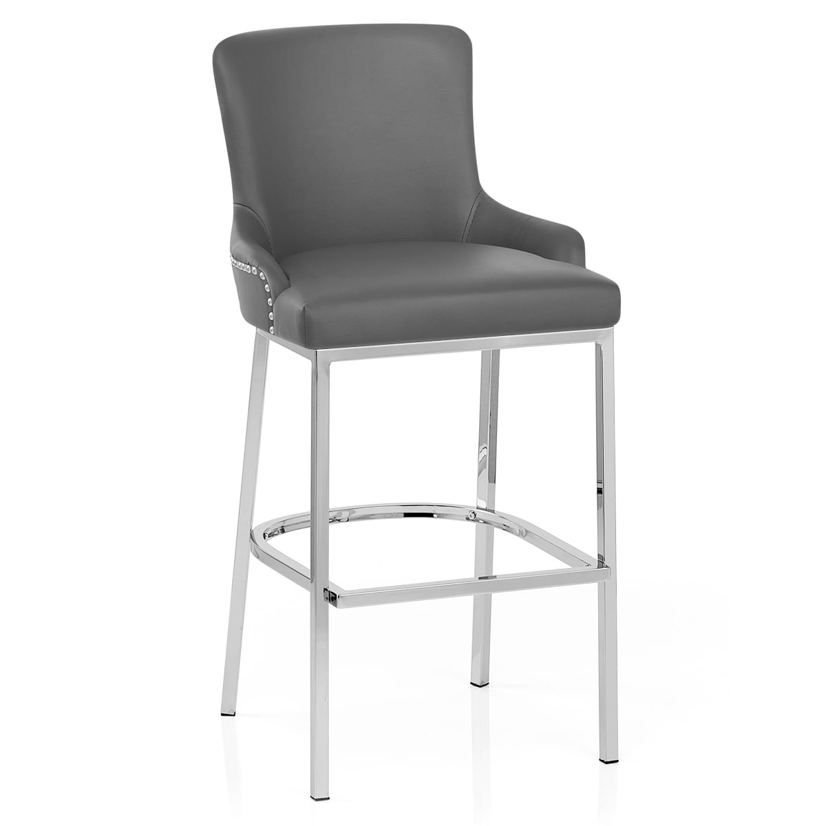 Taburete Polipiel Cromo - Bliss Gris