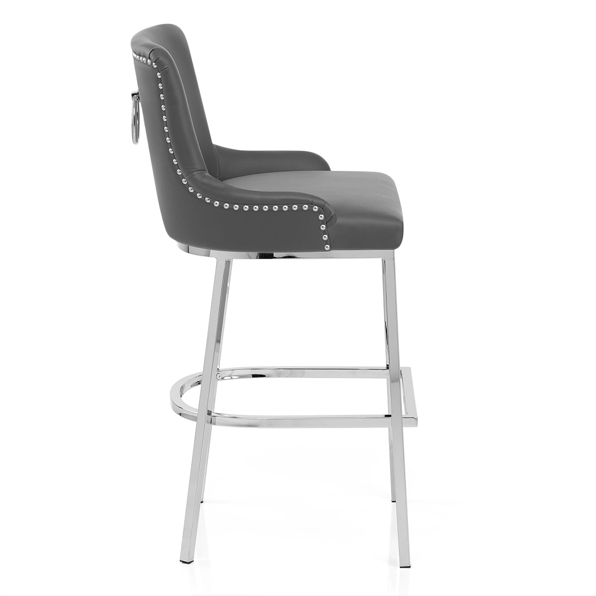 Taburete Polipiel Cromo - Bliss Gris