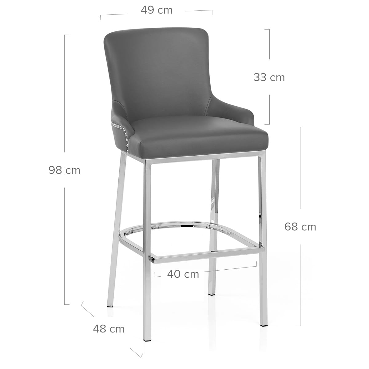 Taburete Polipiel Cromo - Bliss Gris
