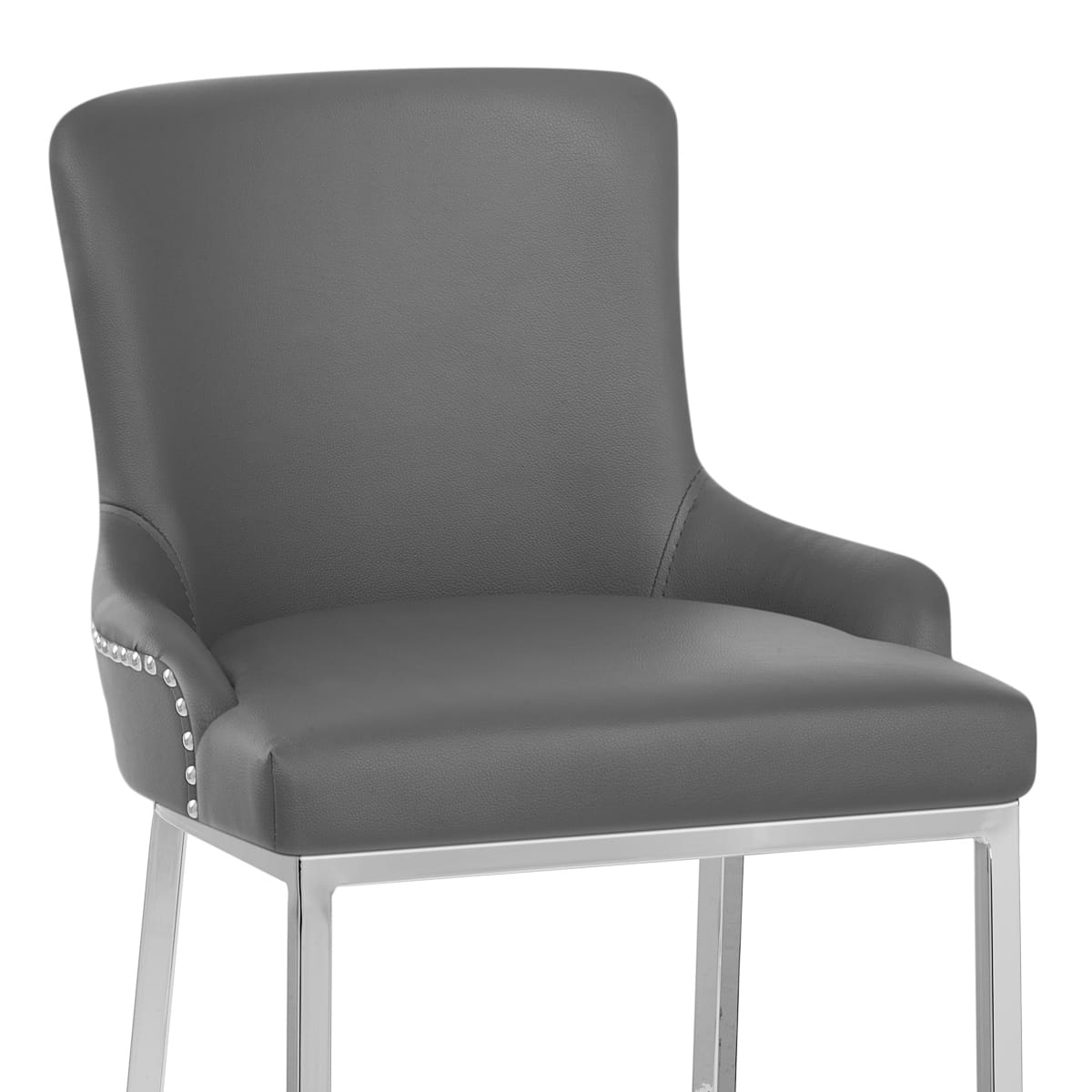 Taburete Polipiel Cromo - Bliss Gris