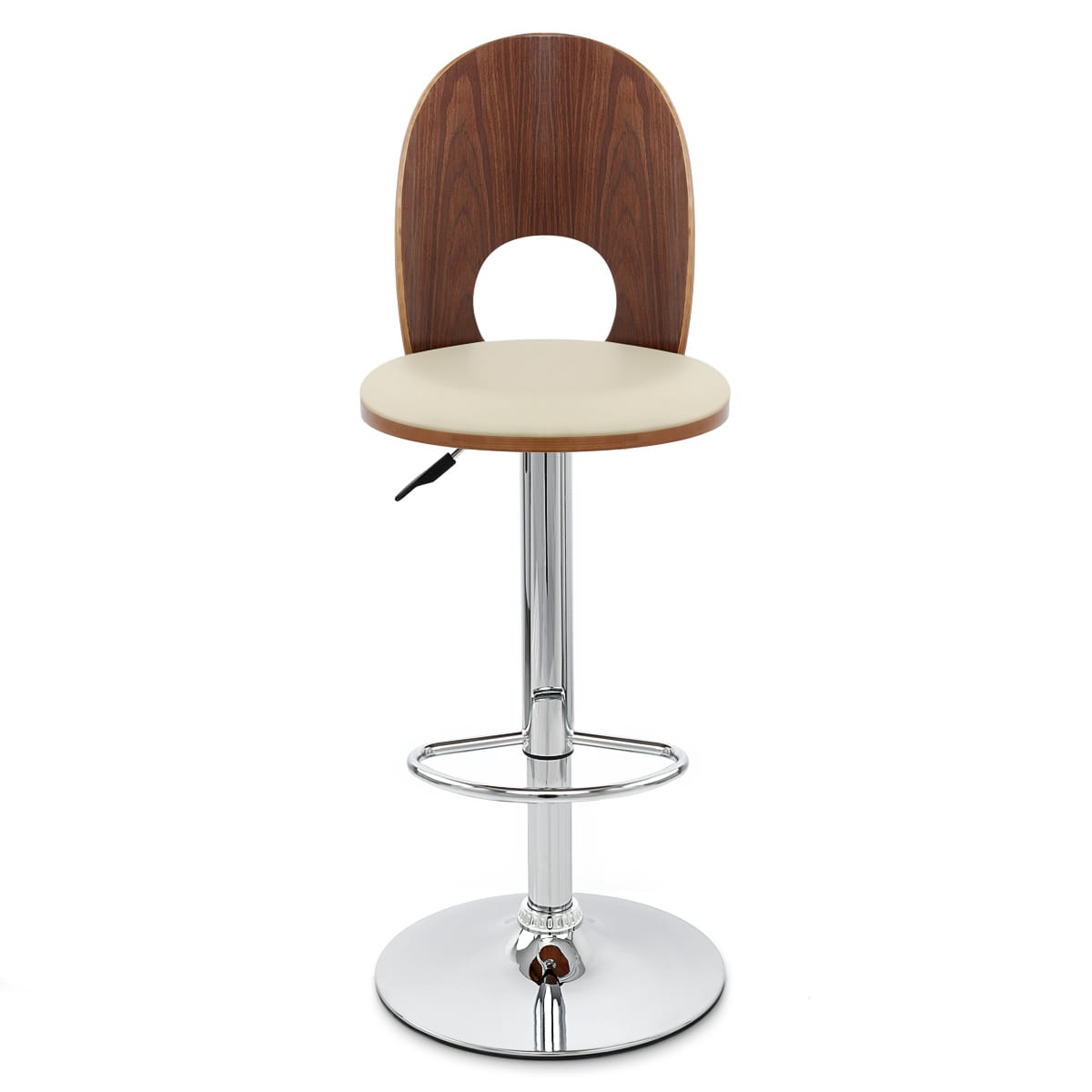 Taburete Madera Cromo - Bolero Crema