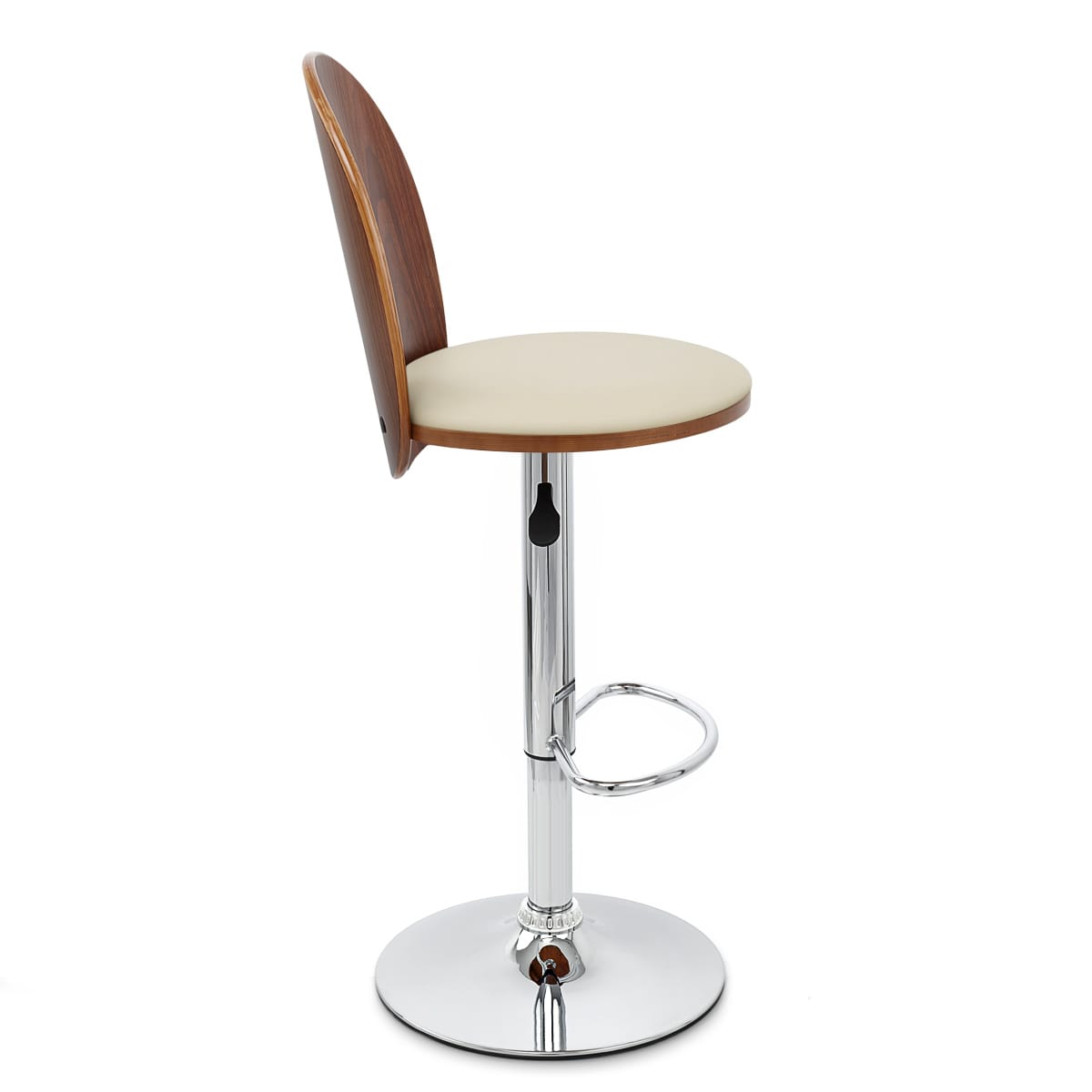 Taburete Madera Cromo - Bolero Crema