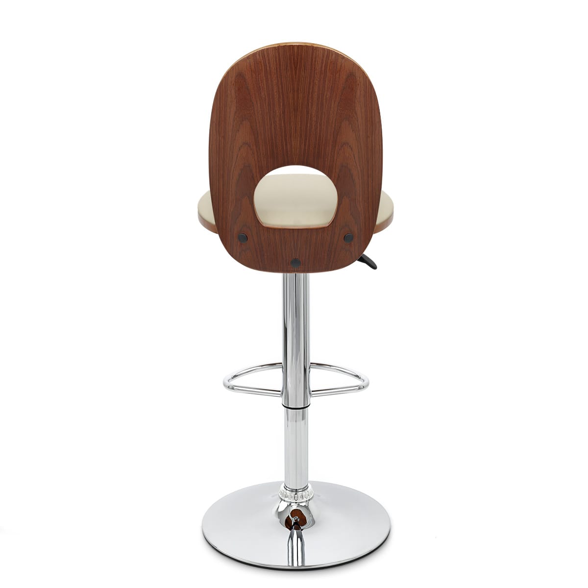 Taburete Madera Cromo - Bolero Crema