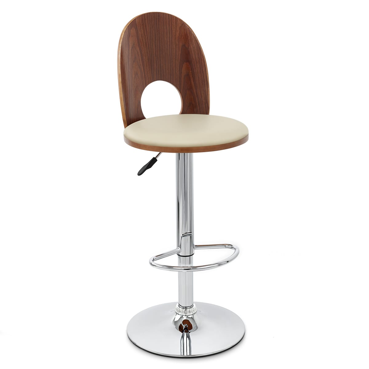 Taburete Madera Cromo - Bolero Crema