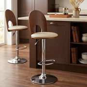Taburete Madera Cromo - Bolero Crema