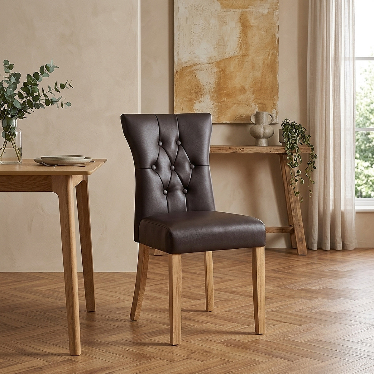 Silla Polipiel Madera - Bradbury Marrón