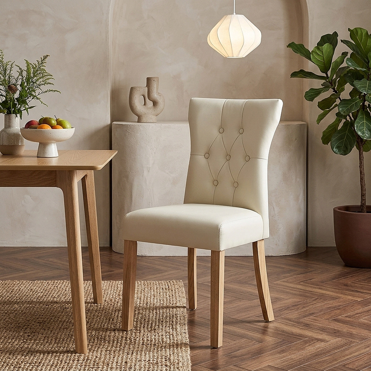 Silla Polipiel Madera - Bradbury Crema