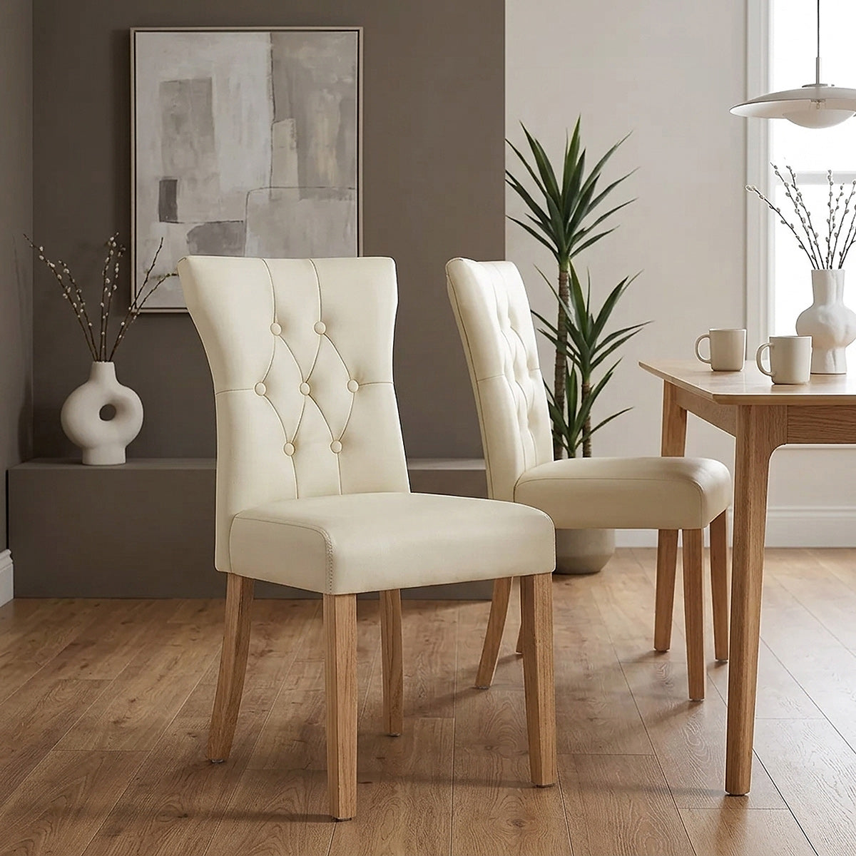 Silla Polipiel Madera - Bradbury Crema