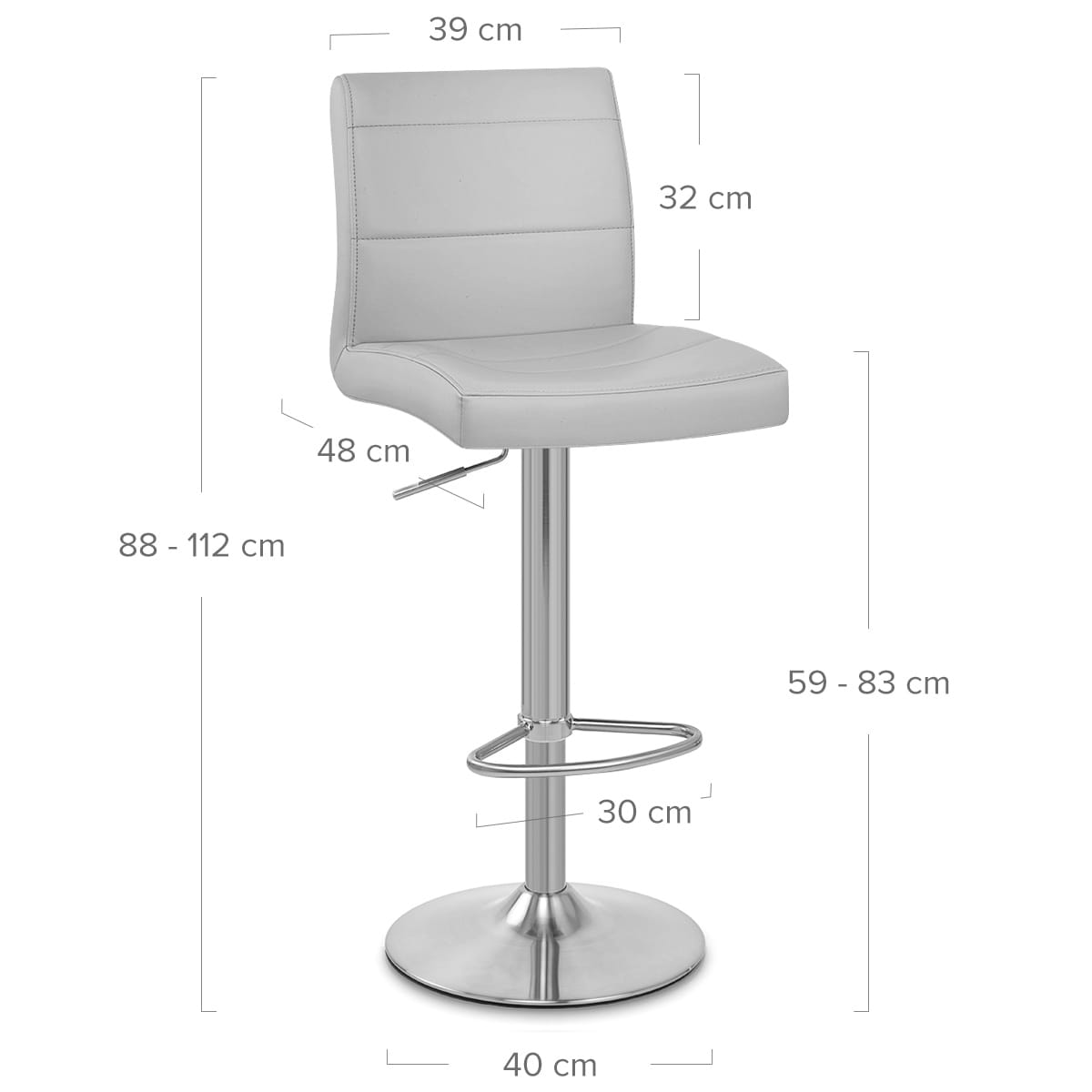 Taburete Cuero sintético Satinado - Desayuno Gris