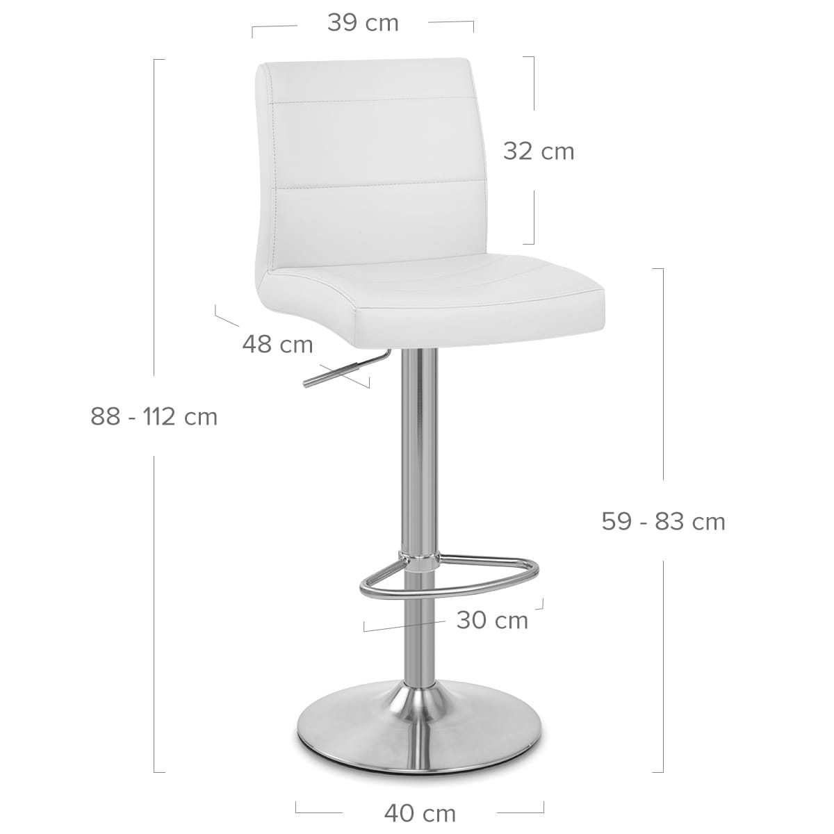 Taburete Cuero sintético Satinado - Desayuno Blanco