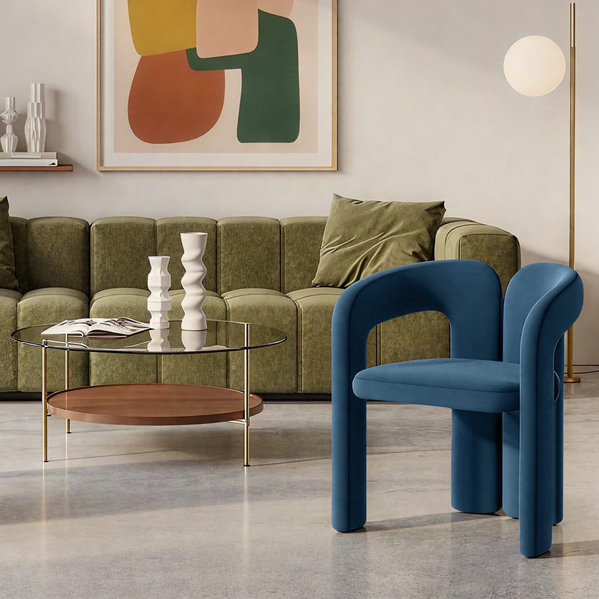 Silla Terciopelo - Bubble Azul