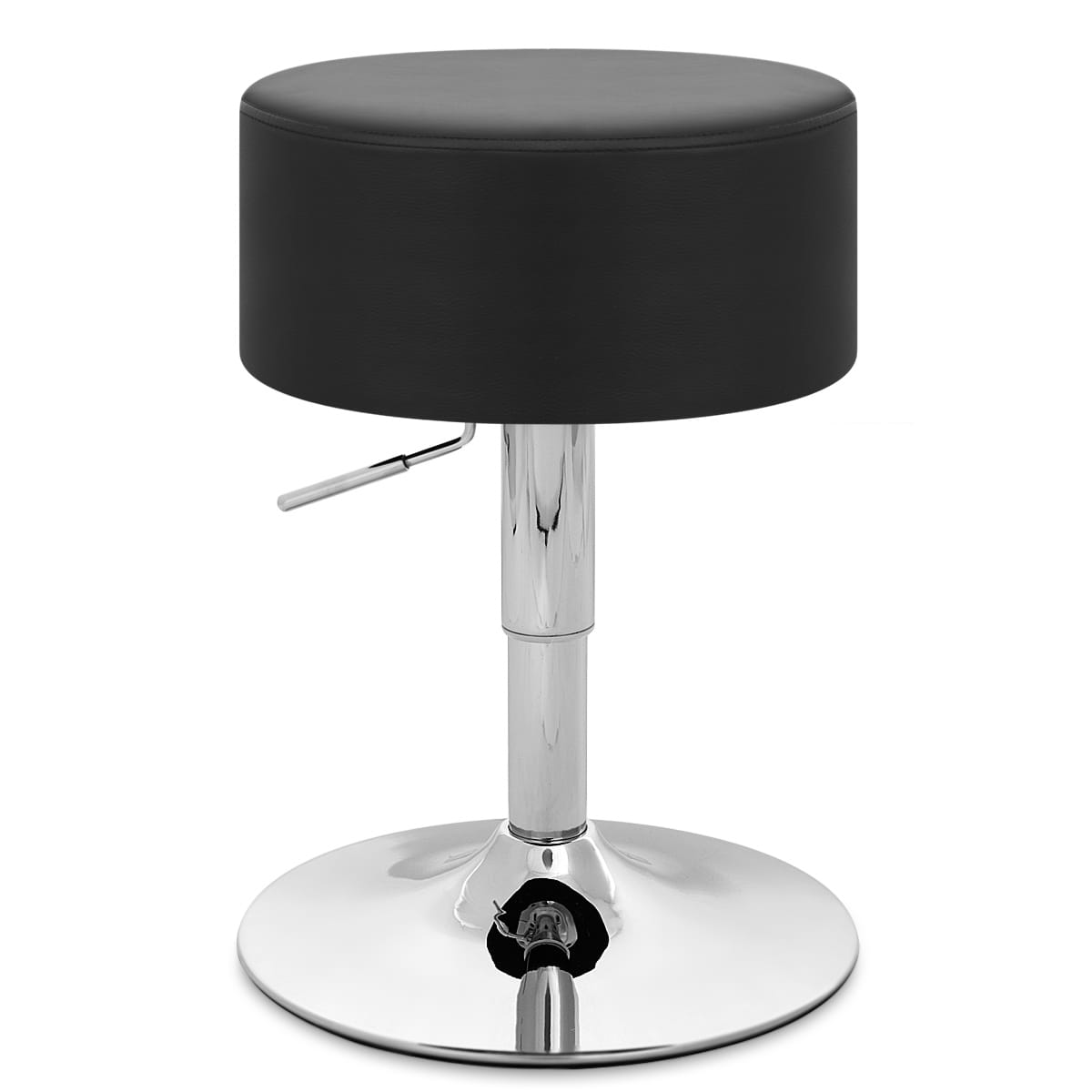 Taburete Bajo Cuero sintético Cromo - Bala Negro