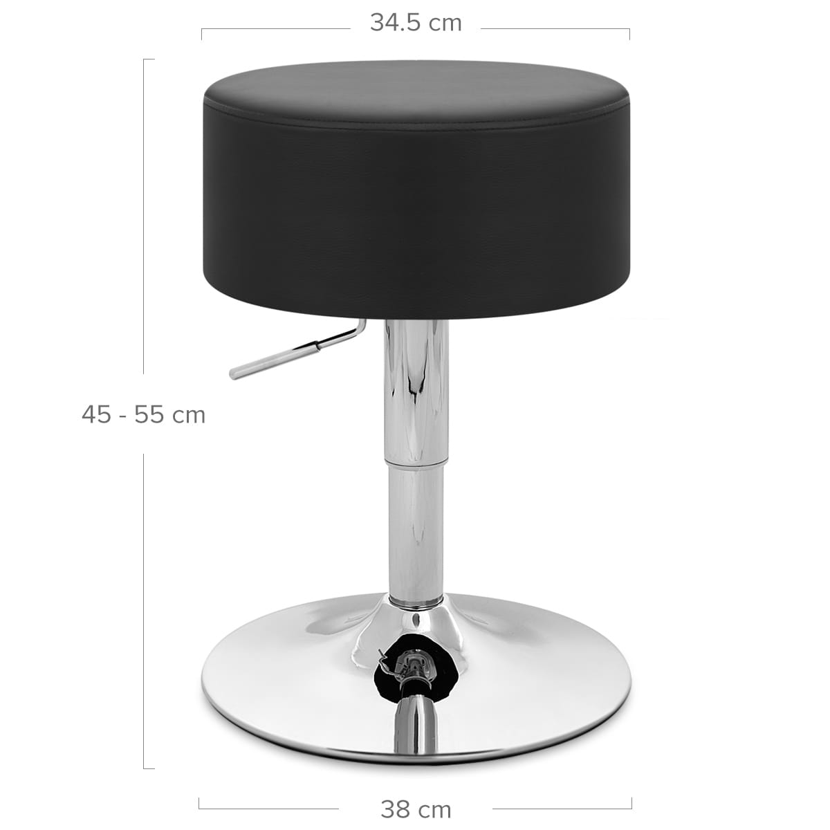 Taburete Bajo Cuero sintético Cromo - Bala Negro