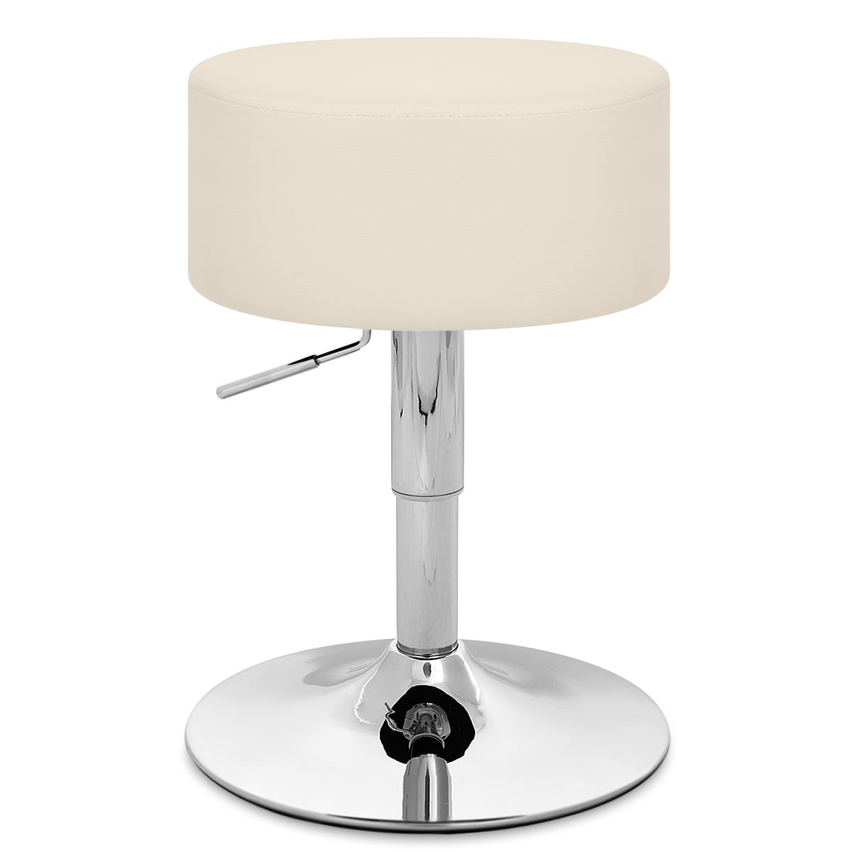Taburete Bajo Cuero sintético Cromo - Bala Crema