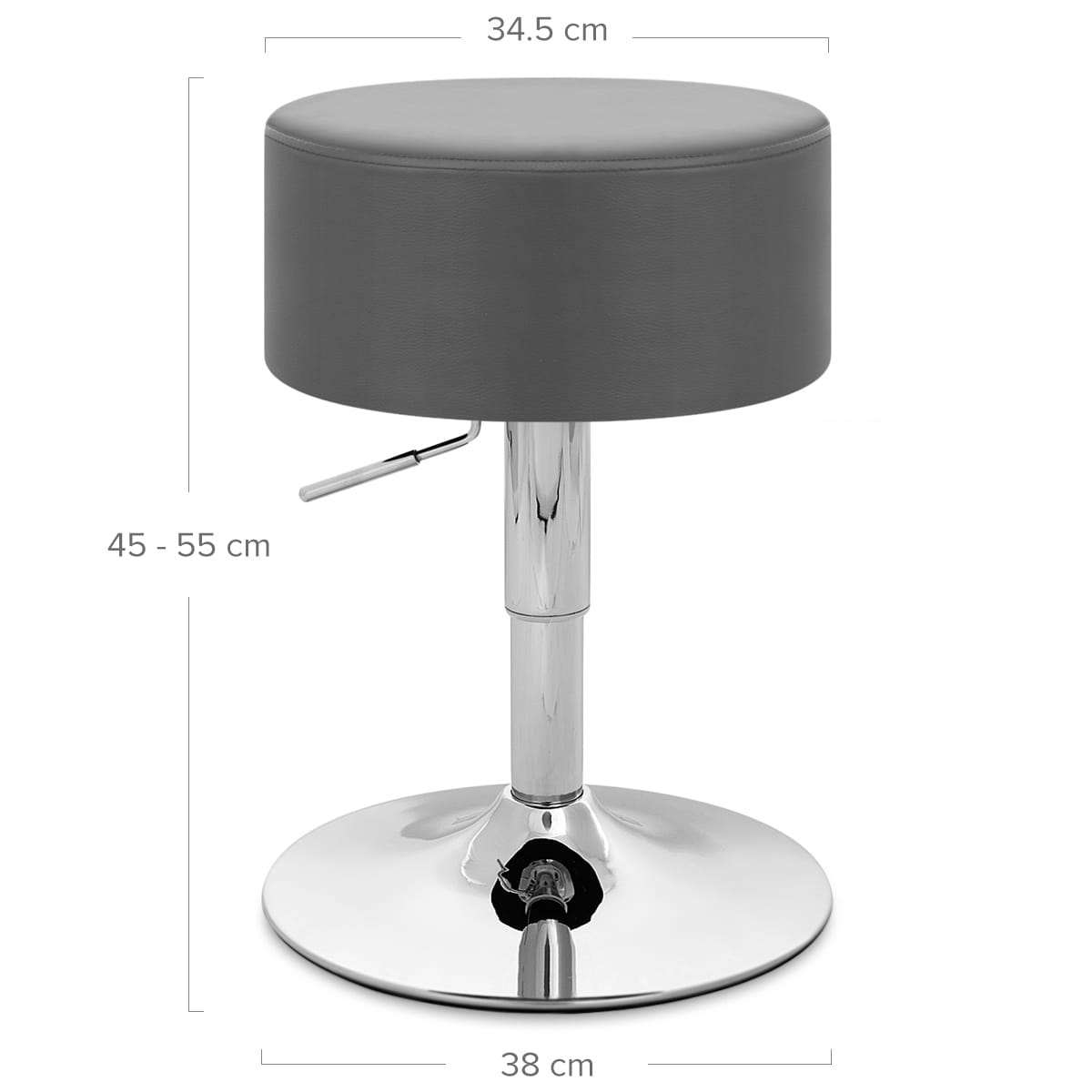 Taburete Bajo Cuero sintético Cromo - Bala Gris