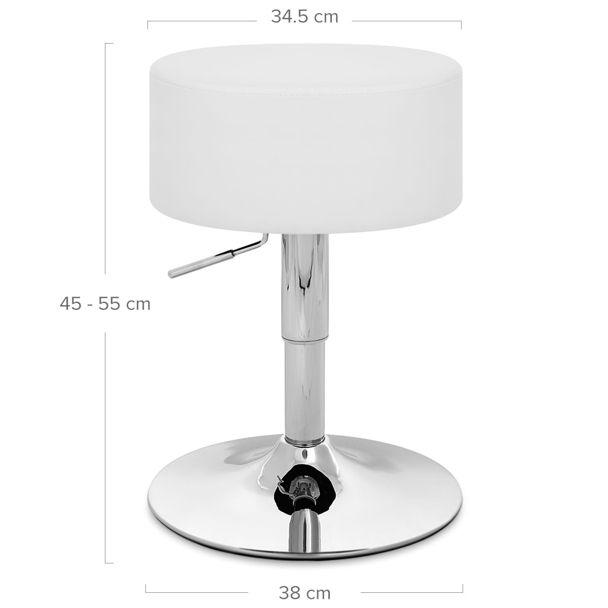 Taburete Bajo Cuero sintético Cromo - Bala Blanco