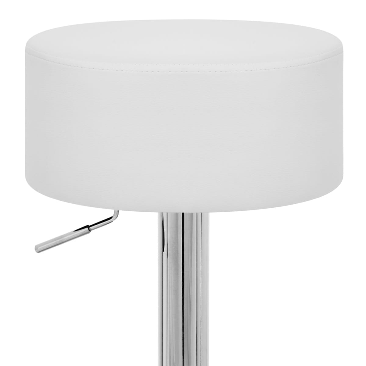 Taburete Bajo Cuero sintético Cromo - Bala Blanco