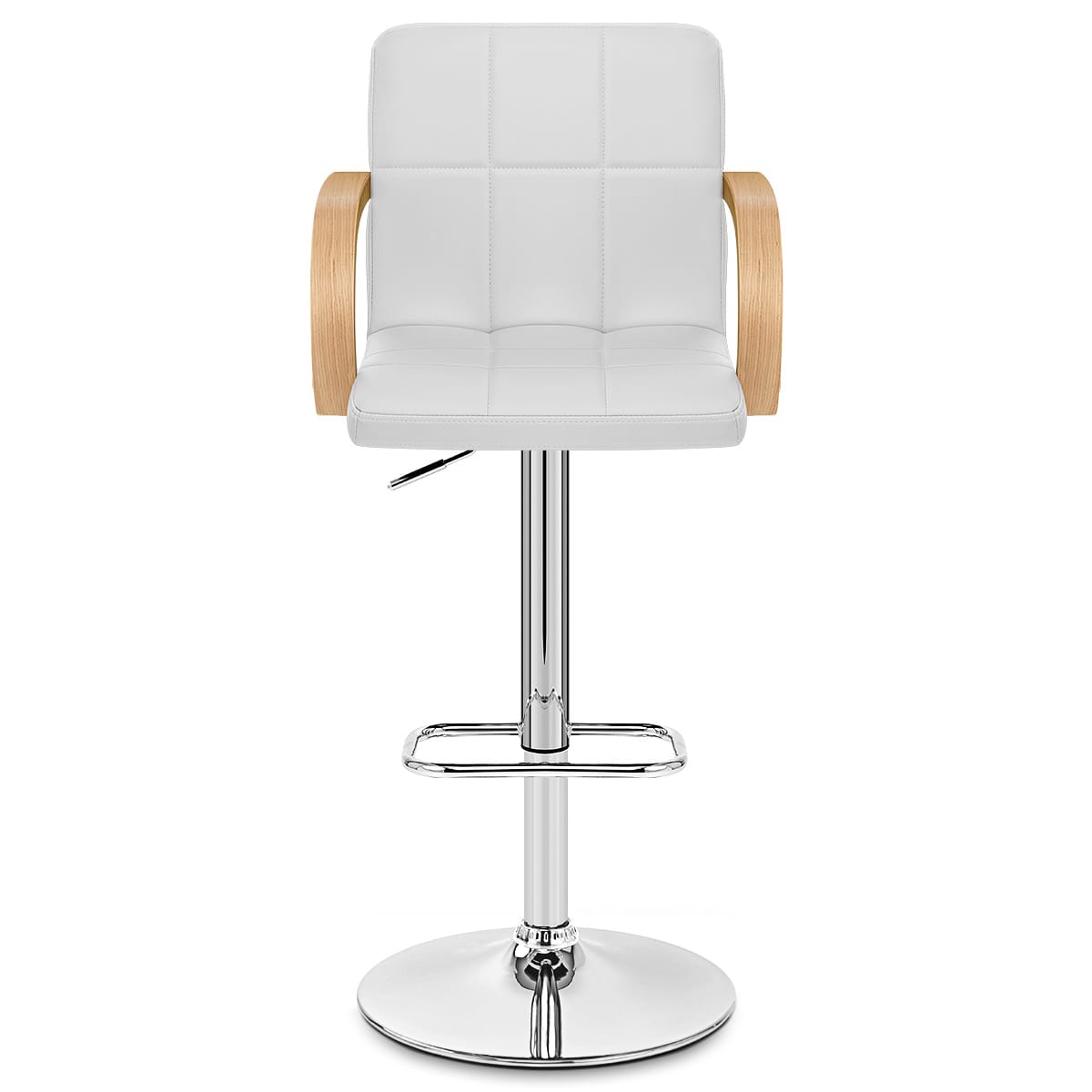 Taburete Polipiel Cromo - Burton Blanco