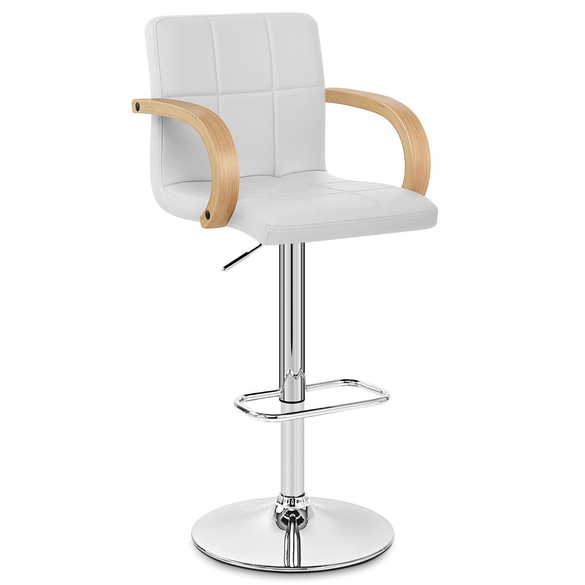 Taburete Polipiel Cromo - Burton Blanco