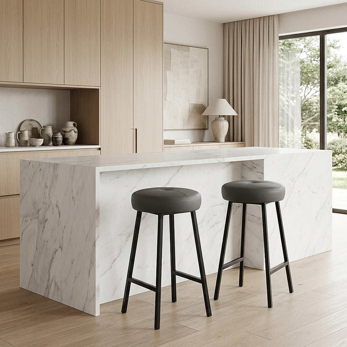 Banqueta Polipiel Satinado - Buzz Gris