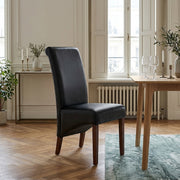 Silla Cuero Regenerado Madera - Carlo Nogal Negro