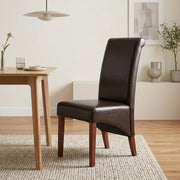 Silla Cuero Regenerado Madera - Carlo Nogal Marrón