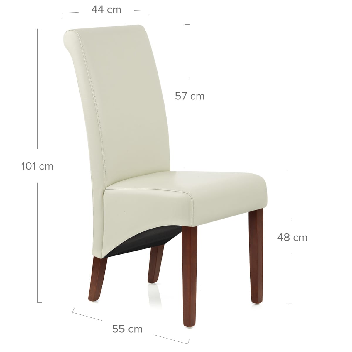 Silla Cuero Regenerado Madera - Carlo Nogal Crema
