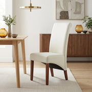 Silla Cuero Regenerado Madera - Carlo Nogal Crema