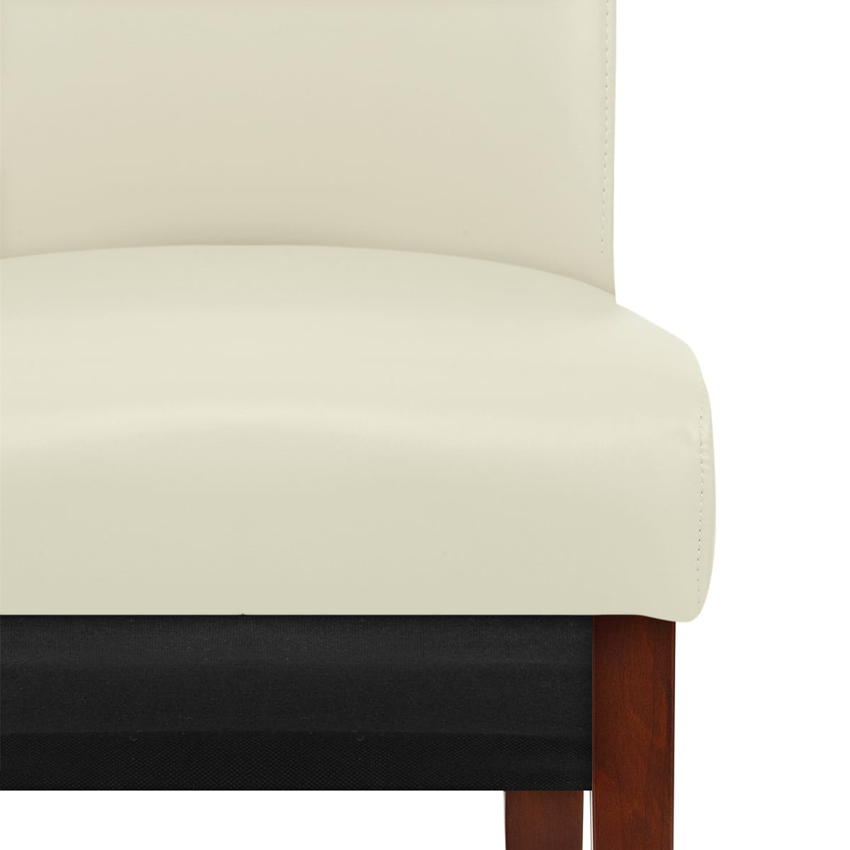 Silla Cuero Regenerado Madera - Carlo Nogal Crema