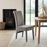 Silla Terciopelo Madera - Carlo Gris