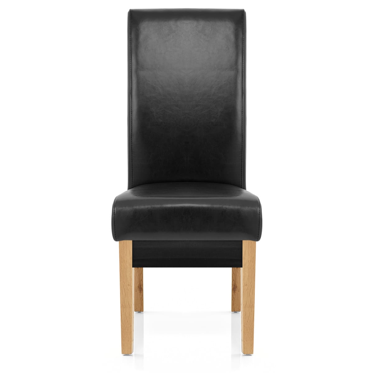 Silla Cuero Regenerado Madera - Carlo Roble Negro