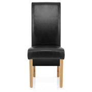 Silla Cuero Regenerado Madera - Carlo Roble Negro