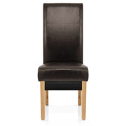 Silla Cuero Regenerado Madera - Carlo Roble Marrón